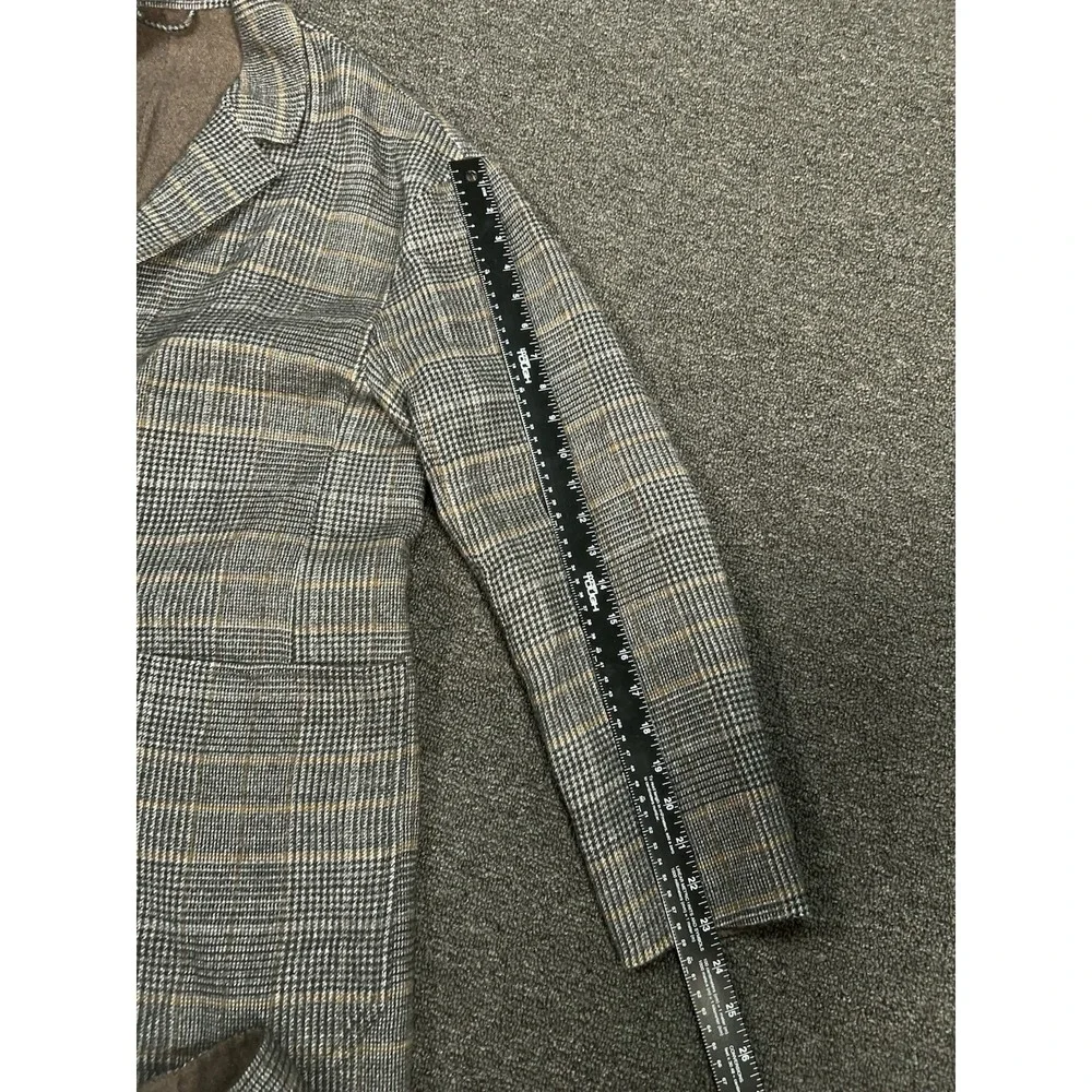 Banana Republic Overcoat Men's‎ Large Brown Wool Glen Plaid Houndstooth Unlined